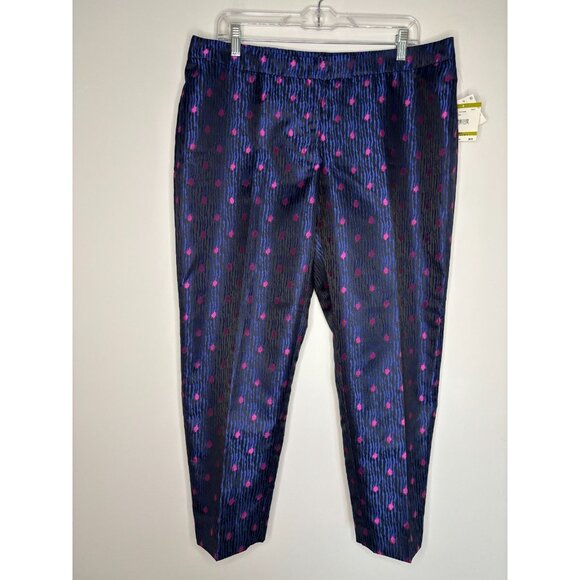 ANNE KLEIN NEW Dahlia Cropped Pant Suit Women 14 Royal Pink Animal $228 retail - Picture 10 of 13